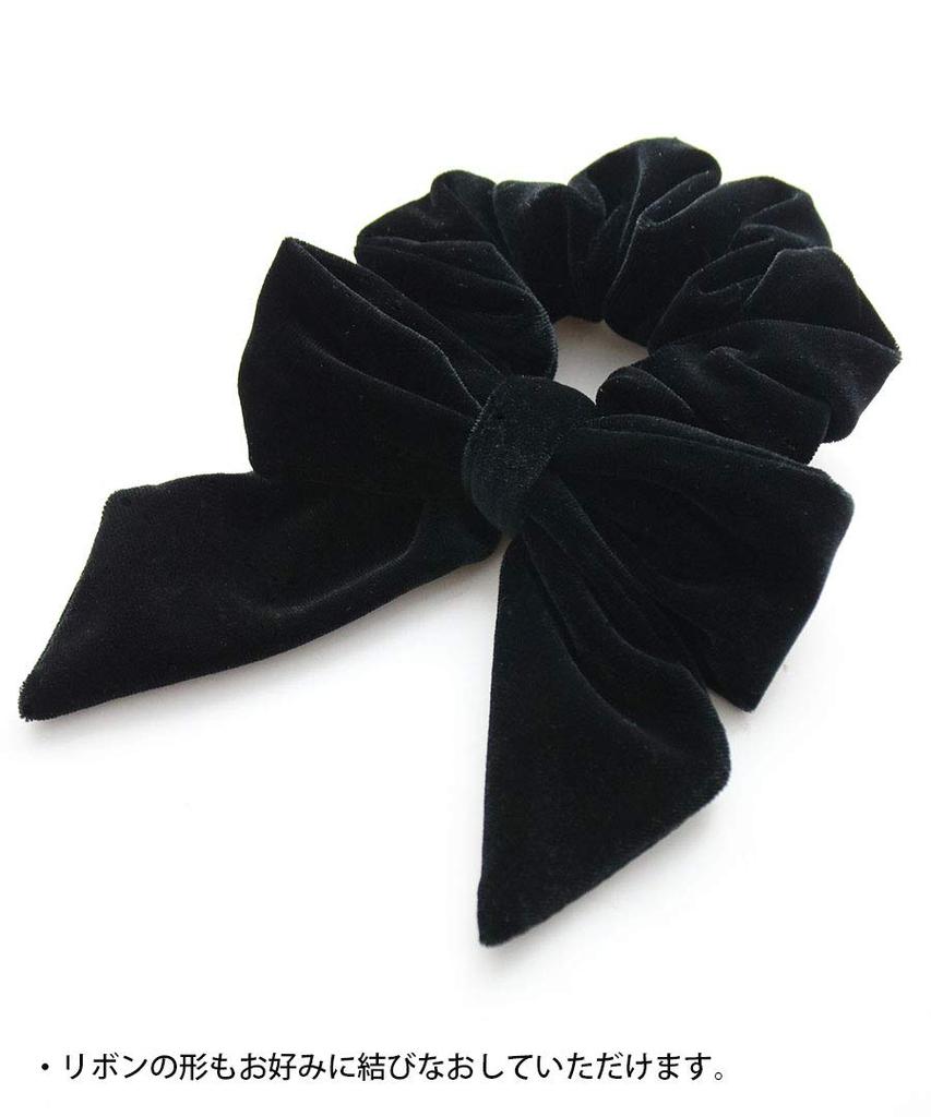 VINGTAINE Velvet Scrunchie with Detachable Simple Hair Accessory Ribbon, 2-Way Arrangement, HS-148