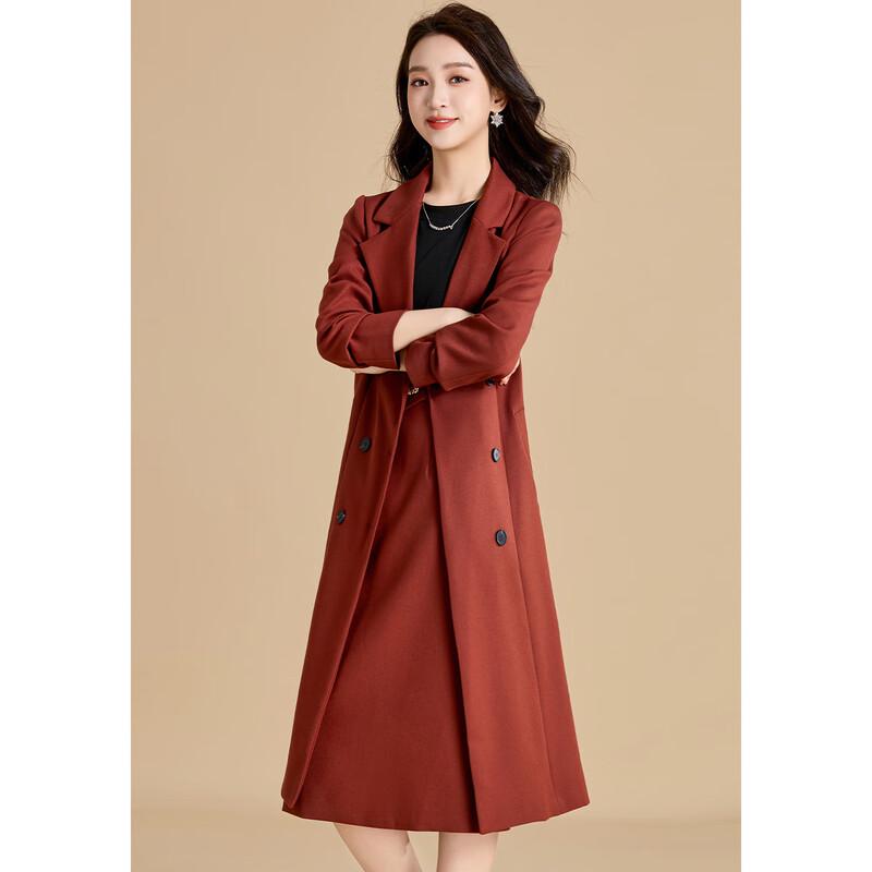 Ke Bei Er Women's 2025 Autumn Trench Coat & Spliced Dress Two-Piece Set
