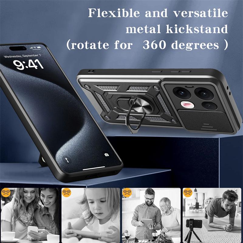 Armor Slide Lens Funda For Oppo Reno 13 13Pro 5G Case Car Magnetic Holder Ring Stand Protect Back Cover for OPPO Reno13 Pro Capa