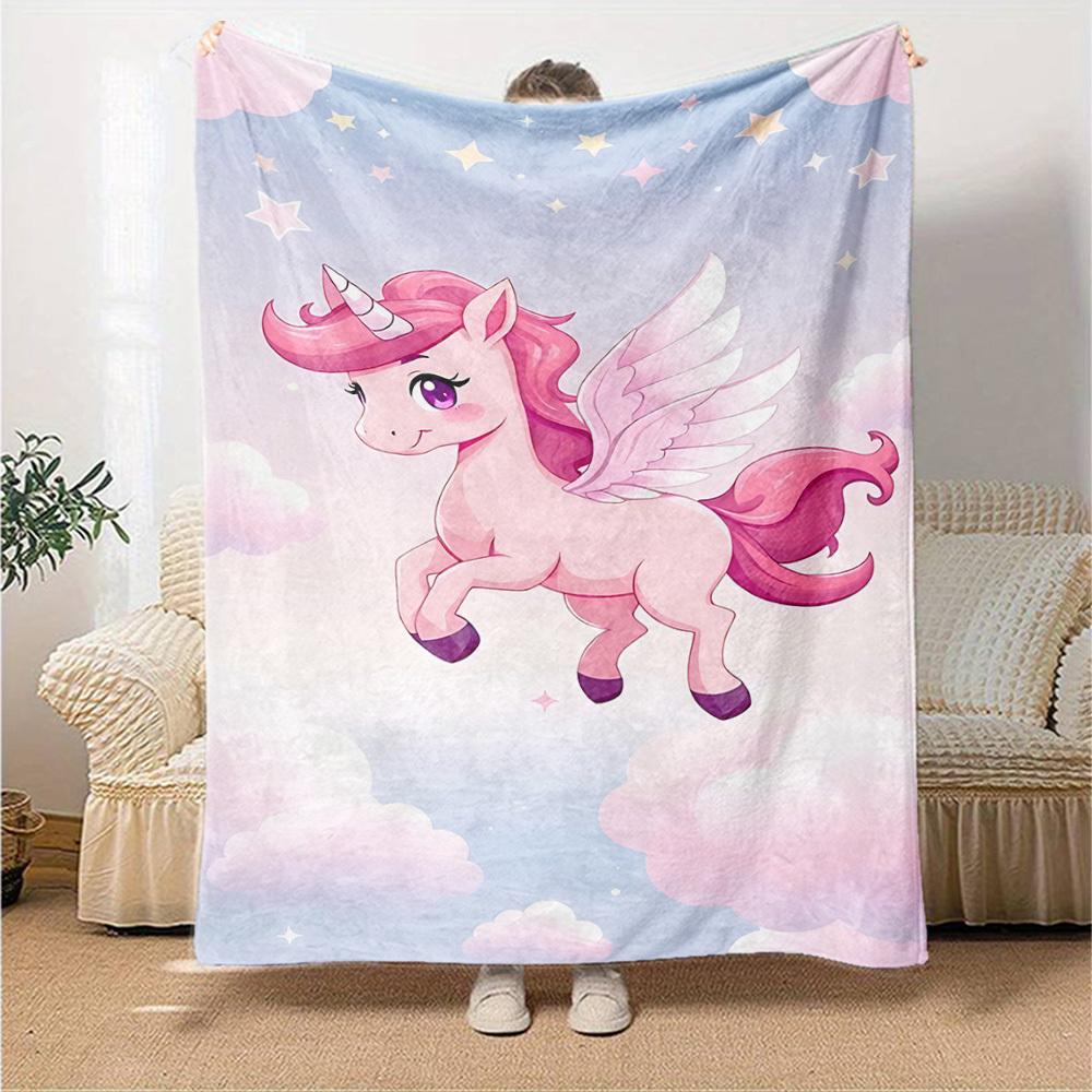 1pc Unicorn Fantasy blanket Lightweight Flannel Throw for Sofa Bed Travel Camping Livingroom Office Couch Chair
