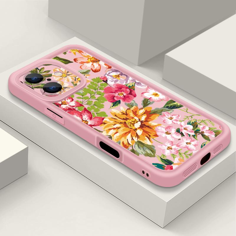 Wzór kwiatowy Odporne na wstrząsy Etui na telefon Dla iPhone 16e 16 15 14 Pro Max 13 12 Pro 11 14 15 16 Plus Kolor Cukierkowy Silikonowe Miękkie Matowe Pokrowce Fundas