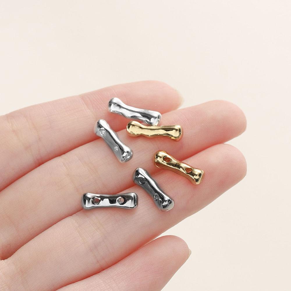 18K Copper-plated Color-retaining Double-hole Bones Bamboo Beads Handmade DIY Bracelets Necklaces Beaded Jewelry Accessories.