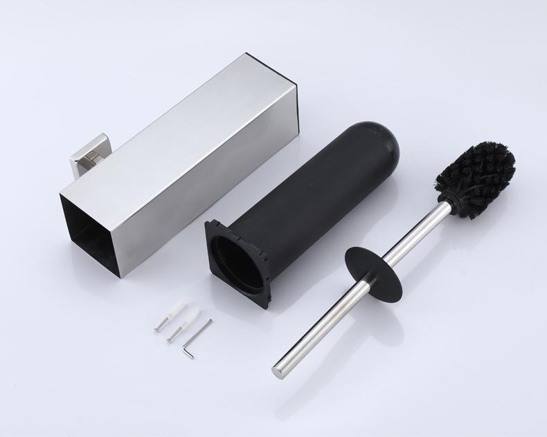 304 Stainless Steel Floor-Standing Toilet Brush with Punch-Free Wall Mount & Deodorizing Long Handle