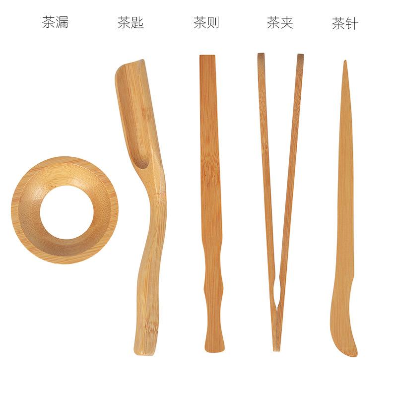 5 sztuk/zestaw drewniane ceremonia parzenia herbaty zestaw naczyń bambusowe łyżeczki do herbaty igły do herbaty pęseta do herbaty klip sitko Tong Tube Teaware narzędzia kuchenne