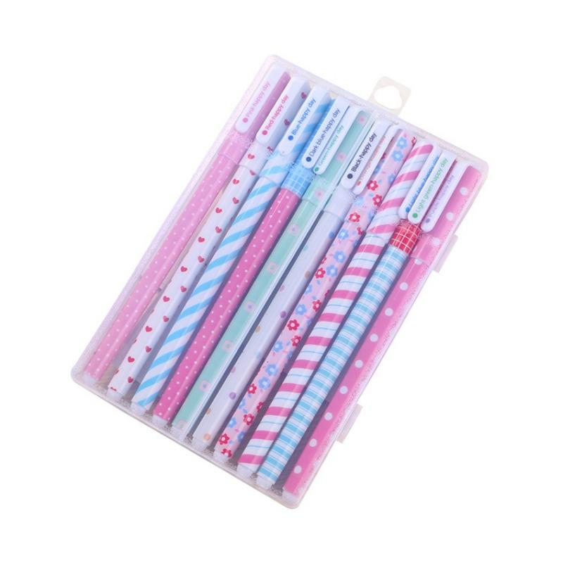 Kawai Stationery Boxed Ten Color Lovely Gel Pen Creative Student Set Office Graffiti Notebook Office School Supplies Accessories