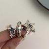 Vintage Punk Hollow Irregular Star Couple Rings for Women Men Fashion Shiny Crystal Pentagram Adjustable Ring Lover Jewelry