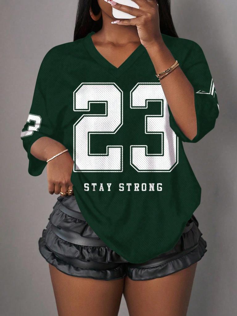 New Casual Simple Letter NO.23 Women's Pattern T-shirt Summer Sports Shirt Suitable For Basketball Games Y2k Women's Clothing