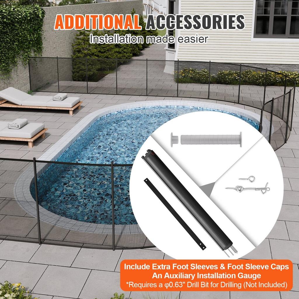 Pool Fence, 4 X 108 FT Pool Fences for Inground Pools, Removable Child Safety Pool Fencing, Easy DIY Installation Swimming Pool Fence, 340gms Teslin