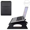PU05 PU Leather Laptop Sleeve for 13.3 Inch Notebook, Multi-functional Magnetic Protective Carrying Bag with Triangle Support & Heat Dissipation