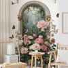 Arched Faux Window Wall Decal Flower and Butterfly Wall Sticker