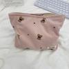 Portable Cartoon Bear Makeup Bag Corduroy Large Capacity Cosmetic Bag Pen Bags For Women Lady Girl