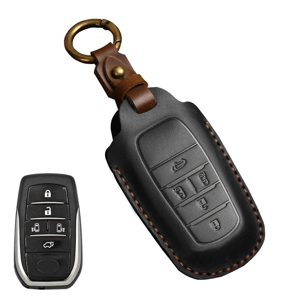Leather 2/3/4 Button for Toyota Camry CHR Corolla RAV4 Avalon Land Cruiser Prado Prius 2017 - 2022 Car Key Cover Leather Key Fob