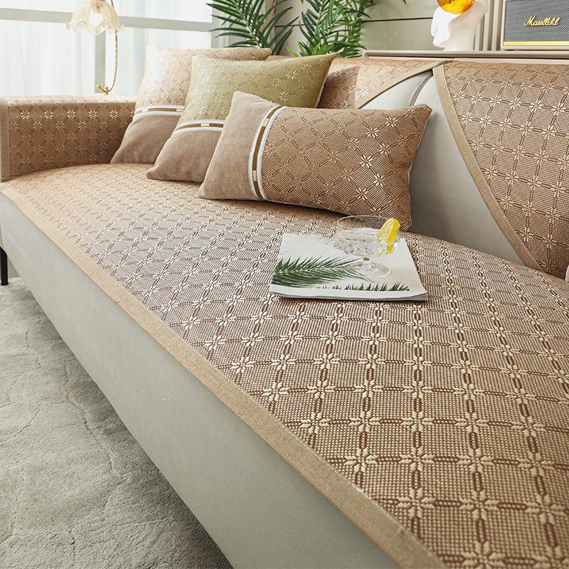 Poduszka na sofę Summer Ice Silk Rattan Mata siedzisko poduszka na lato antypoślizgowa cztery pory roku uniwersalny prosty pokrowiec na sofę