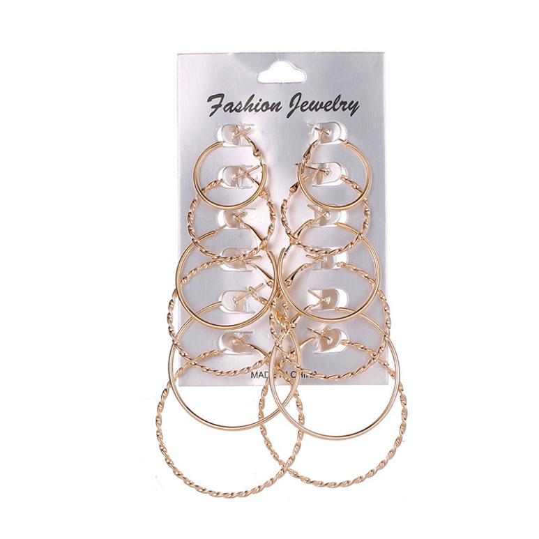 Exaggerated Metal Hoop Earrings Set: 6 Pairs - Trendy, Statement Circle Hoops for Nightclub Style