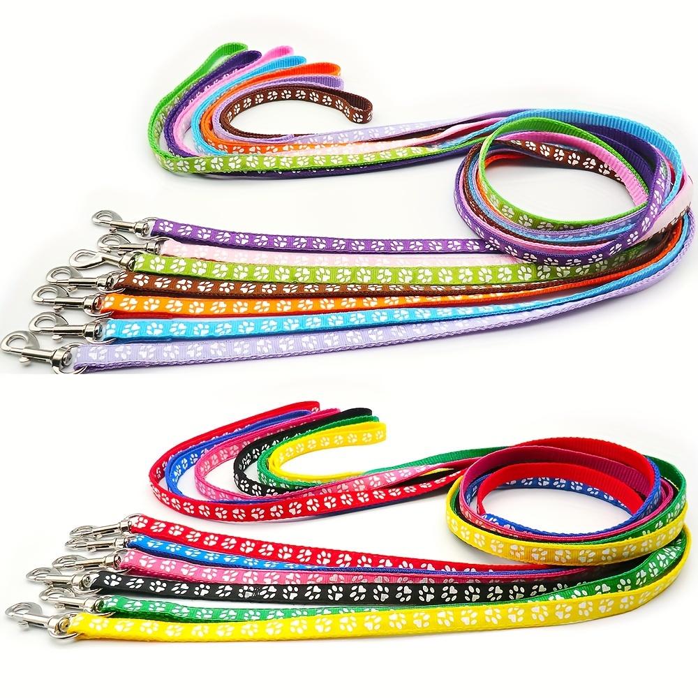 Pet Dog Collar and Leash Set, Cute Paw Pattern Nylon Dog Collar with Bell Long Dog Walking Leash
