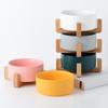 Ceramic Pet Bowl Cat Dog Wooden Rack Bowl Large Capacity Dog Cat Food Water Feeder Cats Small Dogs Pet Bowl