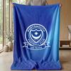 Portsmouth FC Mykt Flanell Fleecepledd Lett Koselig Varmt Kastepledd for Sofa Seng Hjemmeinnredning