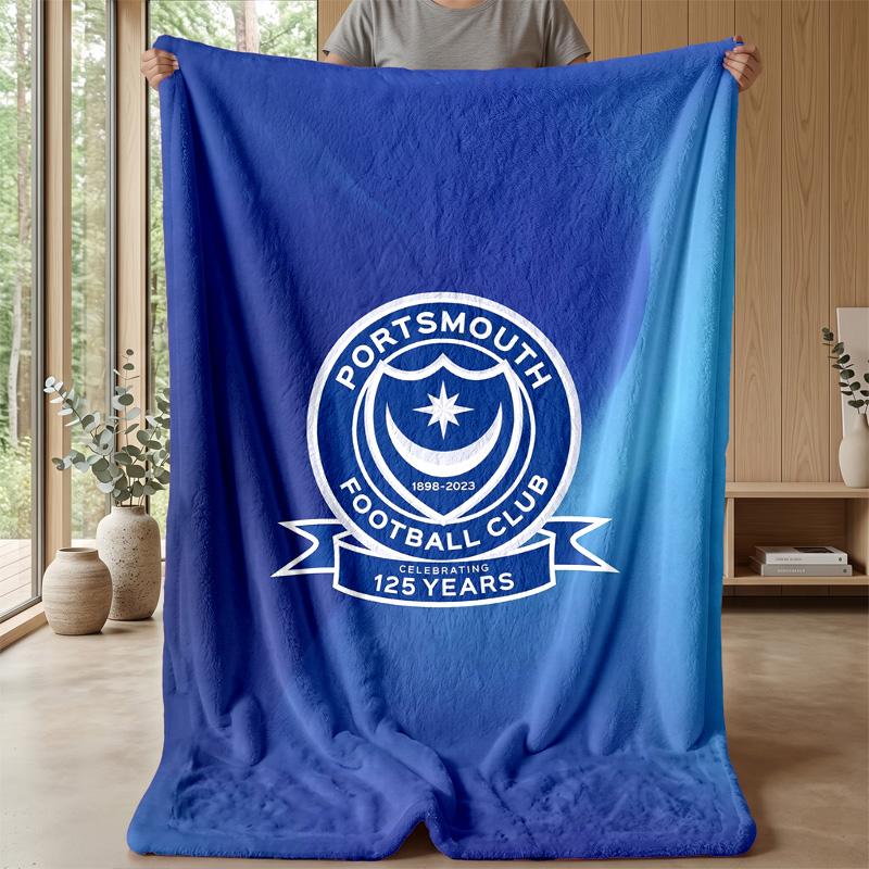 Coperta Morbida in Pile Flanella Portsmouth FC Leggera Accogliente Calda Coperta da Lancio per Divano Letto Decorazione Casa