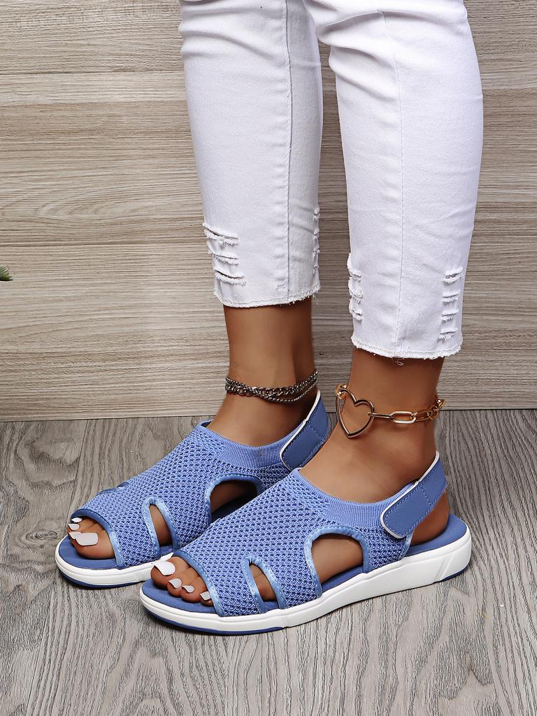 European and American summer women's sandals foreign trade large size breathable elastic webbing platform sandals casual sandals spot