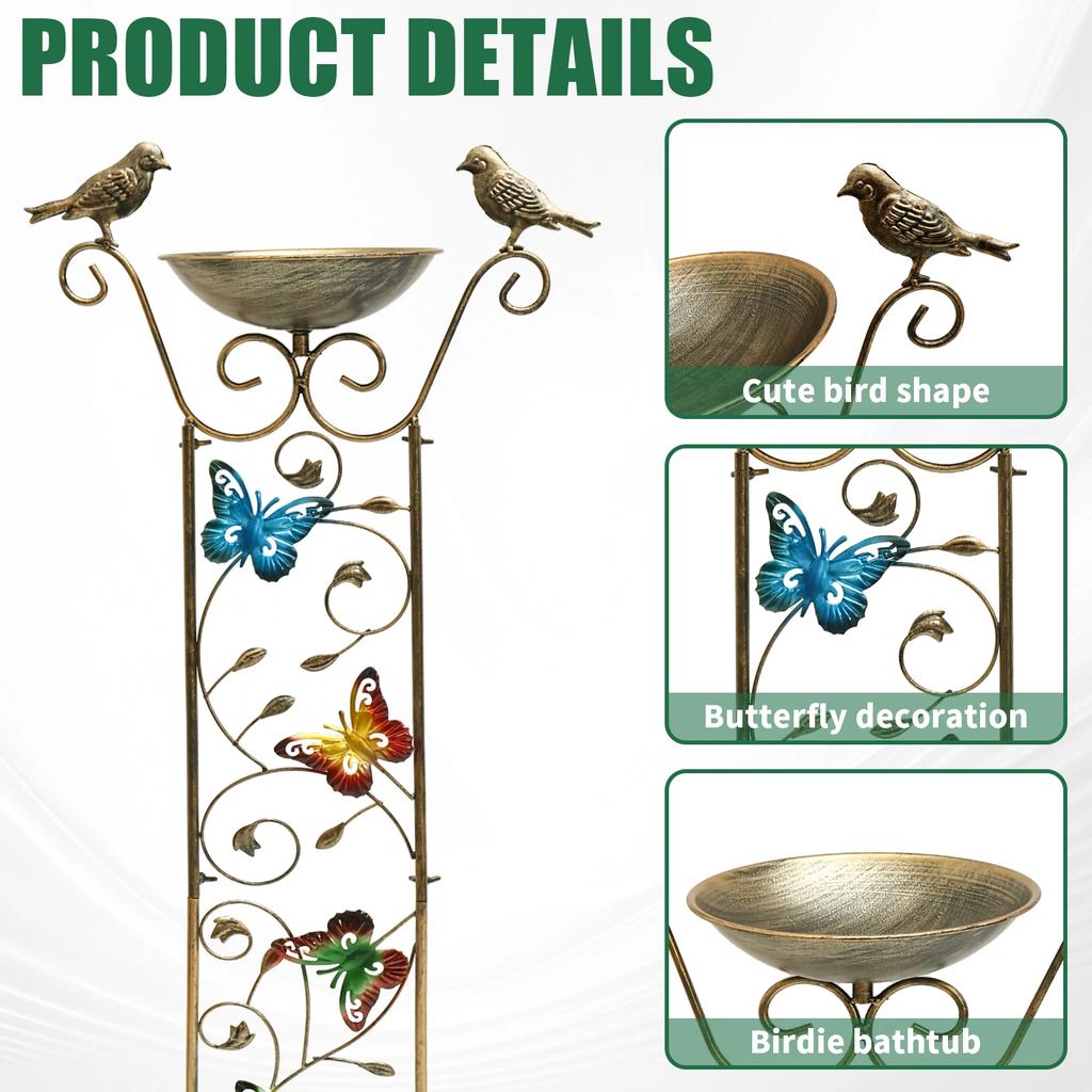 Decorative Metal Bird Feeder With Trellis for Climbing Planting Trellis Bird Bath Freestanding Birdbath for Yard Patio Outdoors