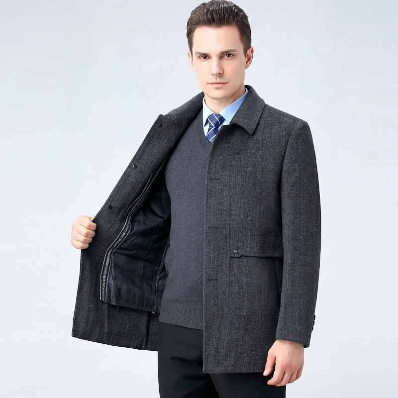 Autumn and Winter Middle-aged Men's Cashmere Coat Lapel Middle-aged Dad's Cashmere Liner Warm Jacket