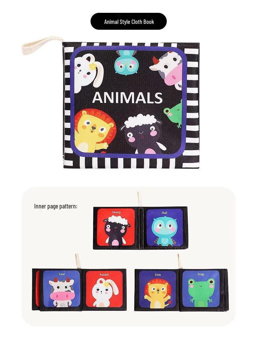 Baby Tear-Resistant Crinkle Cloth Book: Early Education & Cognitive Development Tactile Book with Black & White Cards