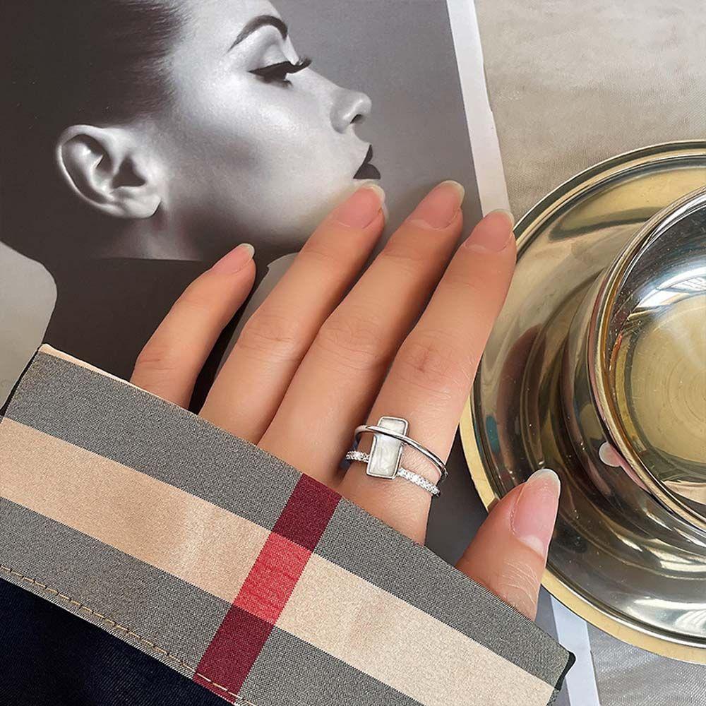 

Imitation Shell Zircon Double Layer Korean Style Ring Knuckle Ring Open Rings Finger Ring серебряный
