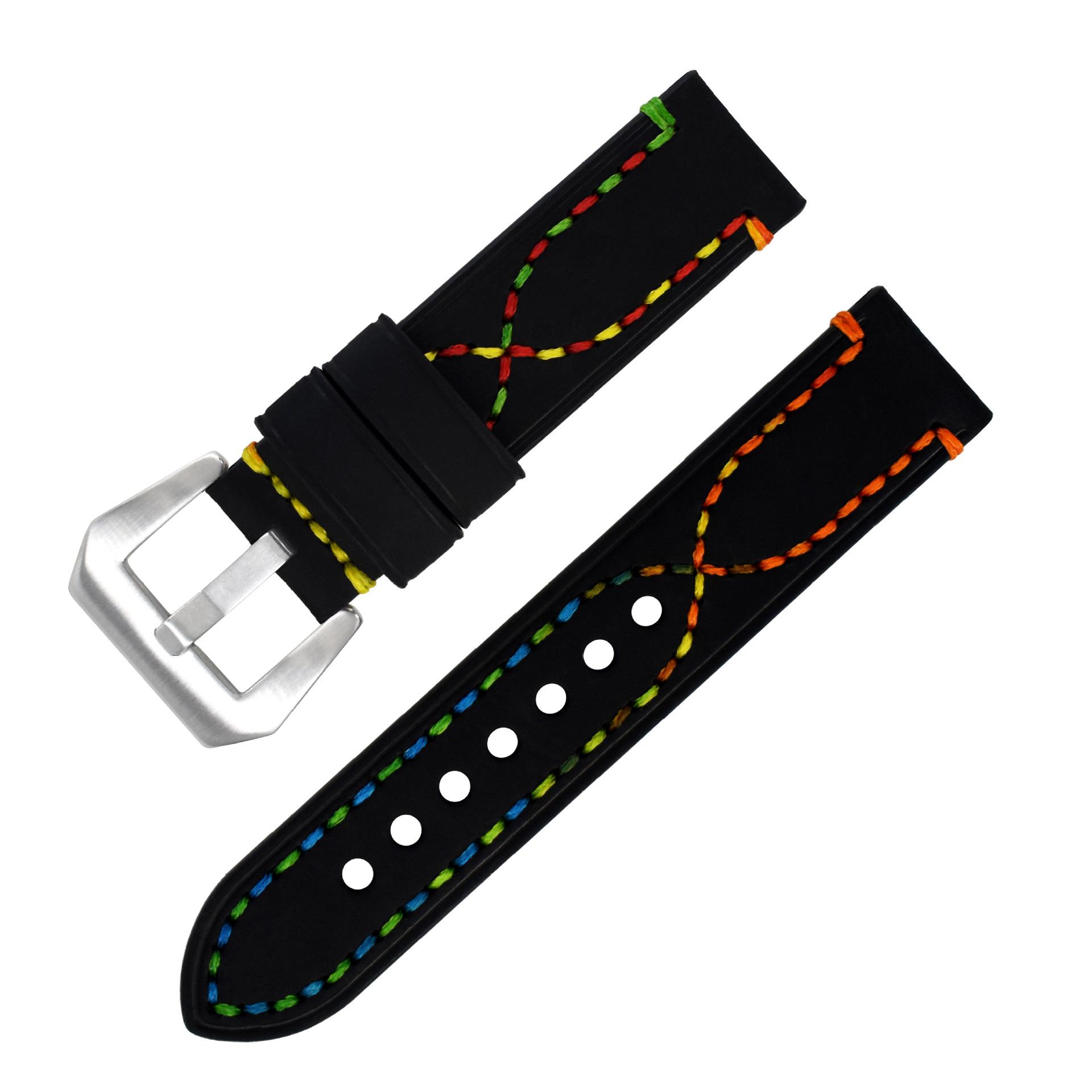 First-Layer Crazy Horse Leather Watch With 18Mm Watch Buckle Handmade Color Line, Genuine Leather Strap 18mm