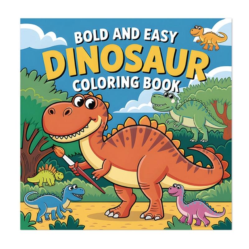 Big Coloring Book for Children Toddler Cartoon Mushroom Coloring Book Animal Dinosaur Coloring Book for Kids 21X21cm