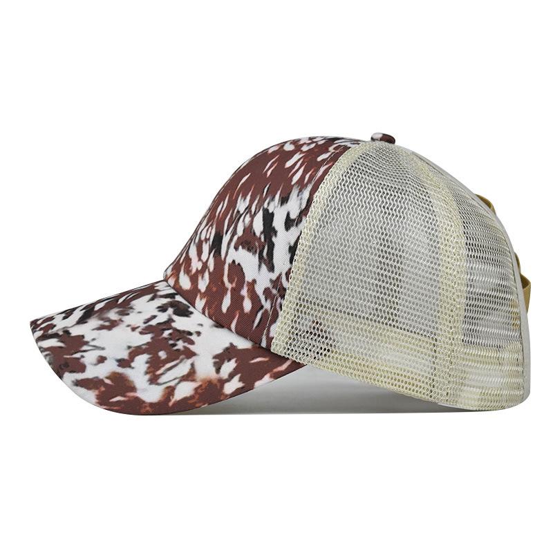 Foreign trade new leopard print cross ponytail hat European and American women ponytail hat sunscreen visor ponytail baseball cap