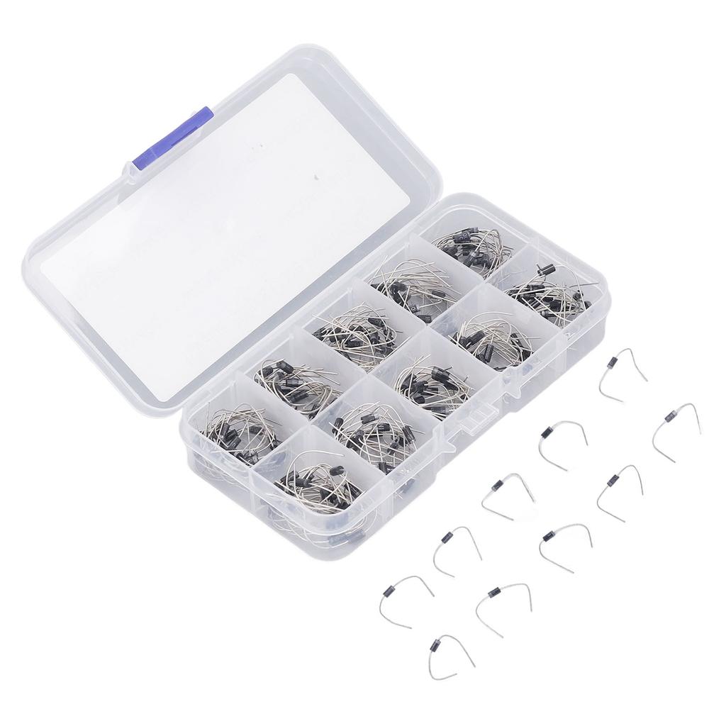 200Pcs Rectifier Diode 1N4001 to 1N4007 to 1N5819 Diode Assorted Kit Set for Product Development Mai