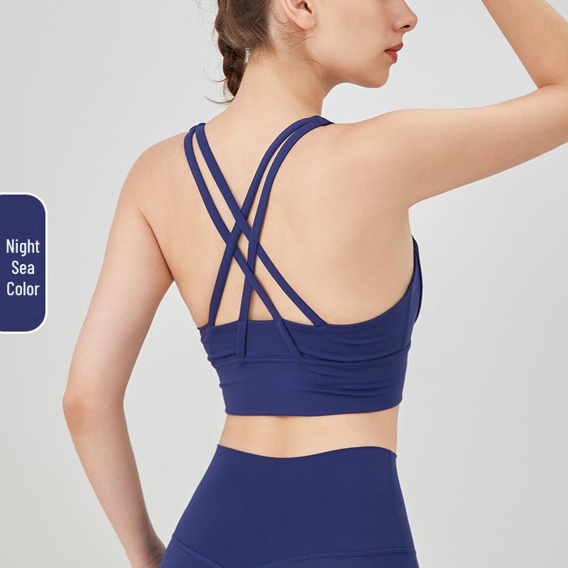 European & American Crisscross Back Sports Bra – Shockproof Running & Yoga Attire for Women