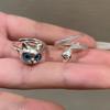 Vivid Cute Silver Color Cat Snake Open Rings For Women Girls Adjustable Finger Ring Gothic Cool Animal Jewelry Gifts