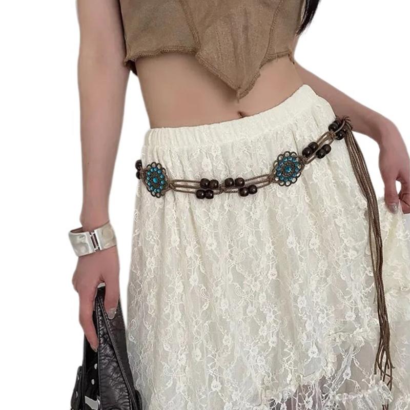 

Sexy Waist Belts for Braided Vintage Tie Belt with Beads for Impressive Beach Style Stage Street Dance