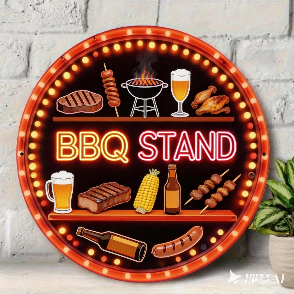 RetroStyle Neon Light Bar Metal Sign  Colorful Beverage Bottle Design  Round Aluminum Plaque  Perfect for Beach Villa