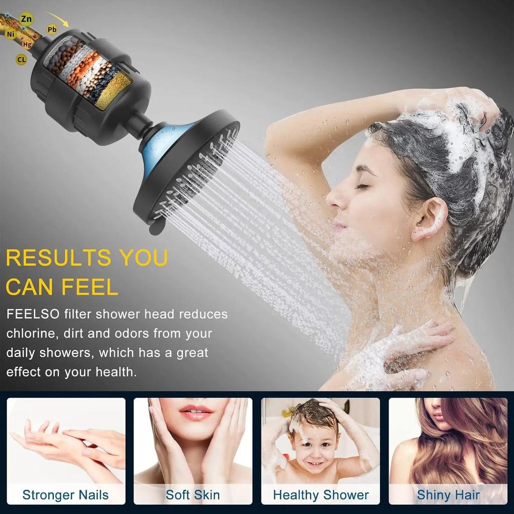 15/20 Stages High Output Shower Water Filter Removes Chlorine Fluoride Heavy Metals Filter Softens High Quality Shower Head