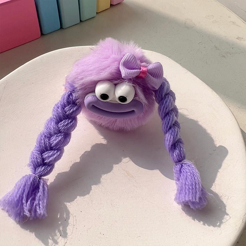 Plüsch Hässliche Puppe Lange Zopf Haarspange für Frauen Niedlich Cartoon Farbige Haarige Kugel Seitenclip Haarnadel Mädchen Haarschmuck