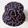 Double-sided Love Printed Bucket Hat Versatile Outdoor Sunshade Sun Hat Showing Washbasin Hat