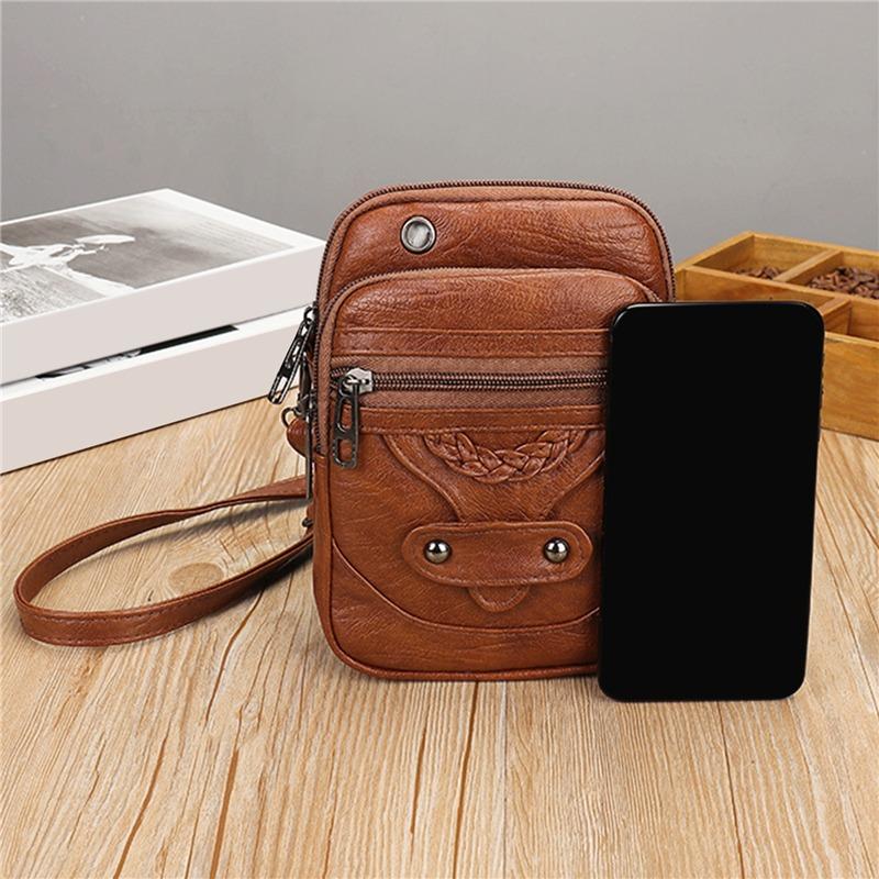 Fashion Vintage Messenger Bag for Women Small PU Leather Shoulder Crossbody Purse Handbag