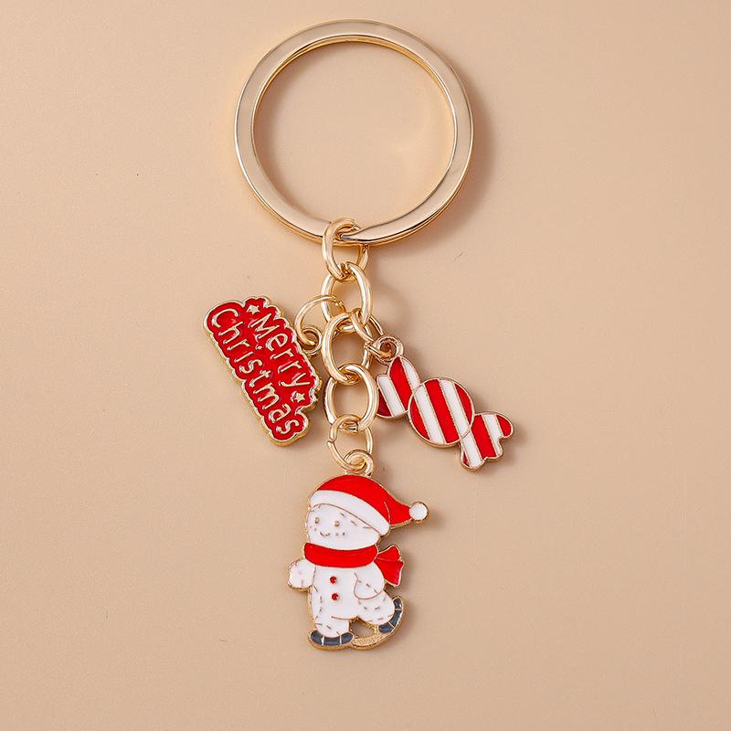 New Christmas Tree Keychain Women Girls Snowman Santa Claus Key Ring Pendants for Handbag Decor DIY X'mas Key Chain Gifts