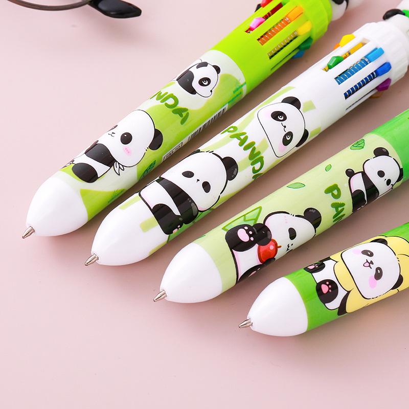 8 STÜCK Cartoon Niedliche Pandas 10-Farben Kugelschreiber Bunt Drückbar 0,7mm Rollerball Stift Doodle Marker Studenten Bürogebrauch, Abschlusssaison Zurück zur Schule