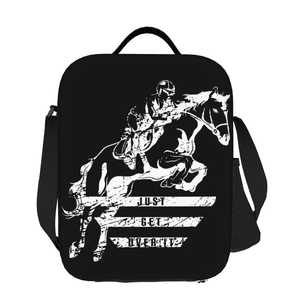Custom Show Jumping Horse Lunch Bag Men Women Cooler Thermal Insulated Lunch Boxes for Adult Office