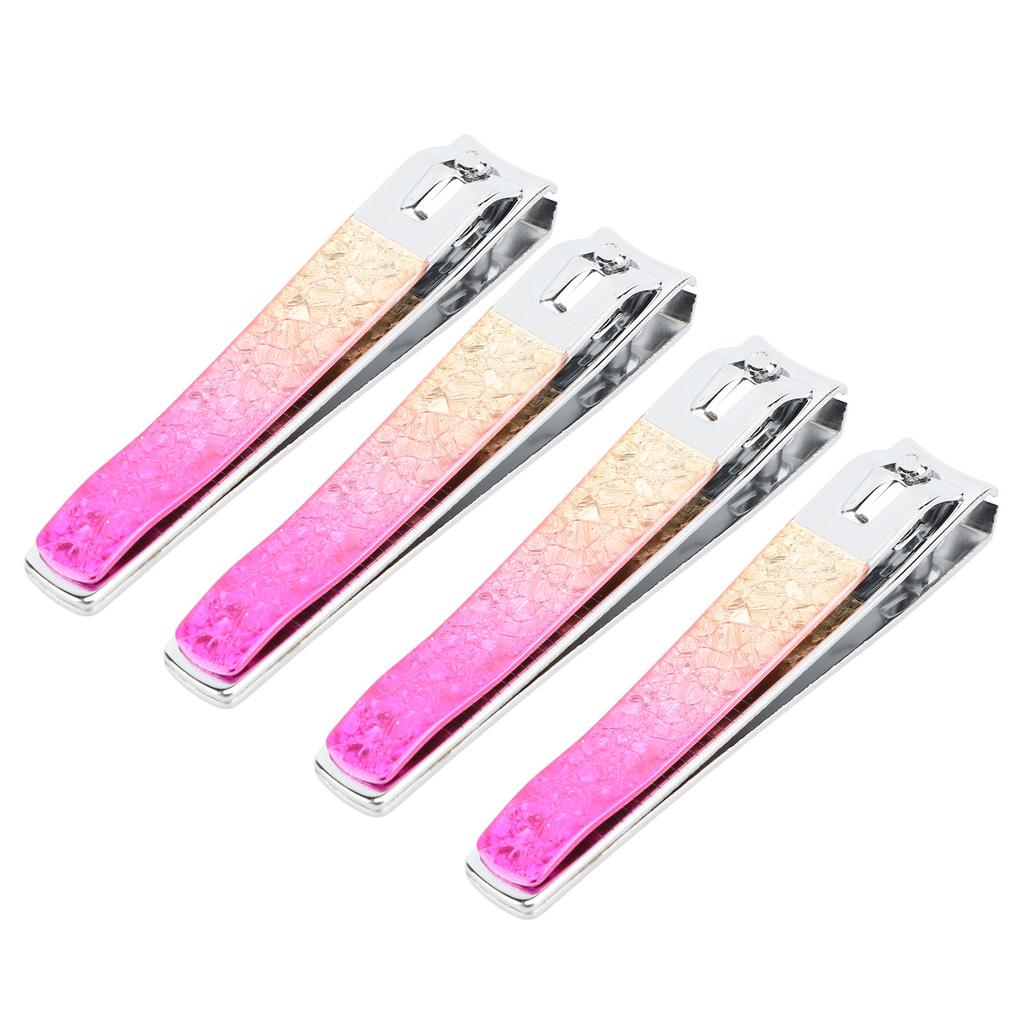4pcs Nail Clippers Electroplating Stainless Steel Fingernail Clippers Comfortable Grip Toenail Clipp