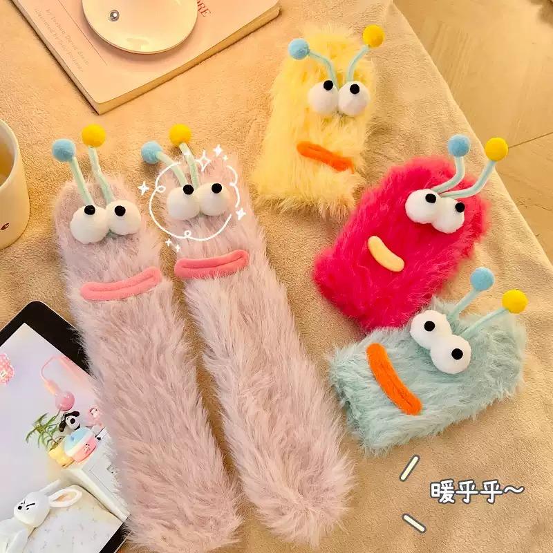 Warm Winter Cartoon Funny Fuzzy Socks Non Slip Cozy Floor Sleep Socks for Women Couple Kids Indoor Home Accessory ChristmasGift