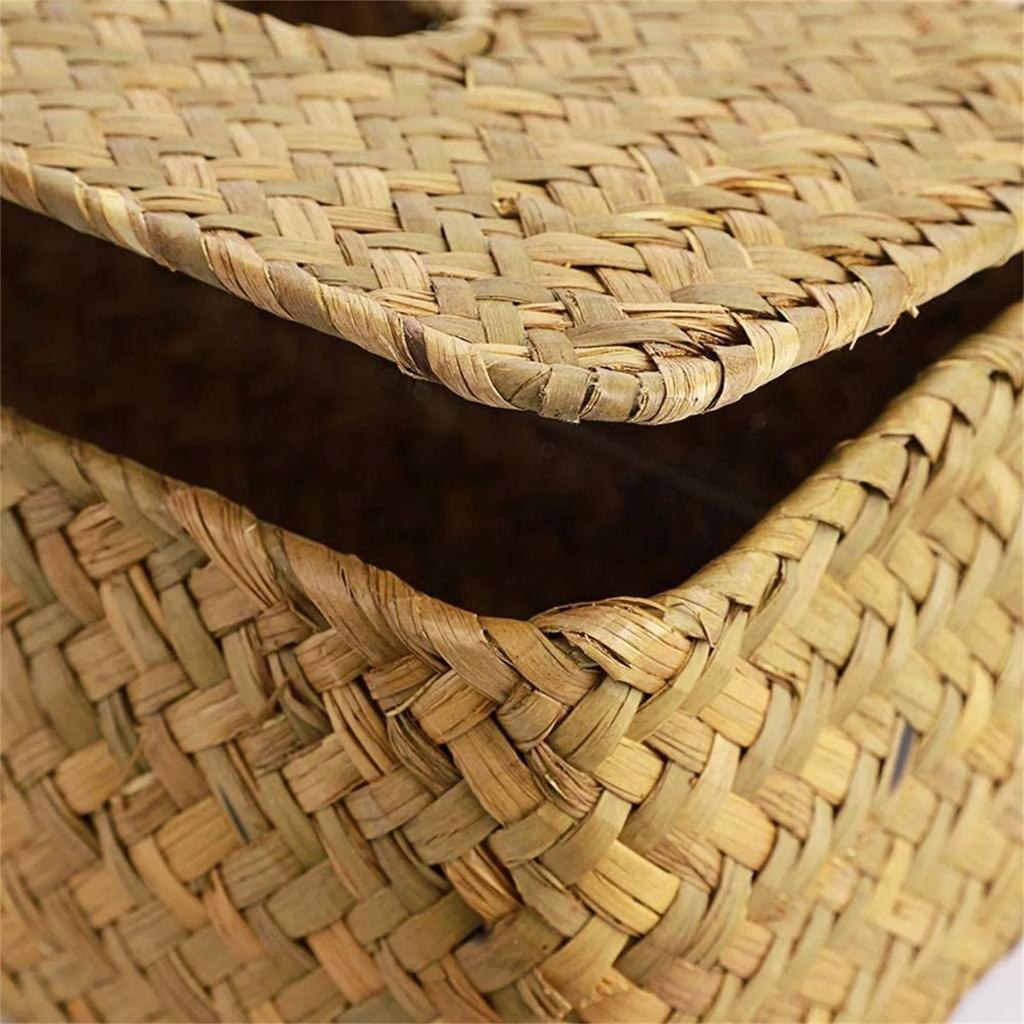 Neue Rattan-Taschentuchbox Heimdekoration Handgefertigte Desktop-Taschentuchbox aus Rattan für Badezimmer, Zuhause, Hotel und Büro