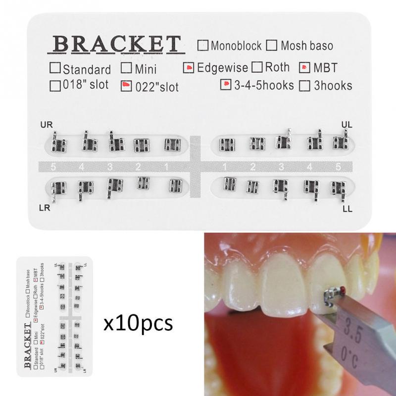 10 Packs De Brackets Orthodontie Métal MBT - Slot 0.22, Avec Crochets, Neuve, Conforme FDA