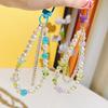 Double Layer Flower Beaded Pendant Phone Charm Hanging Rope Cute Phone Chain Strap Bag Decoration Keychain Accessories