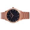 Westar Zing Crystal Accents Rose Gold Tone Stainless Steel Black Mother Of Pearl Dial Quartz 00127PPN613 Damski zegarek