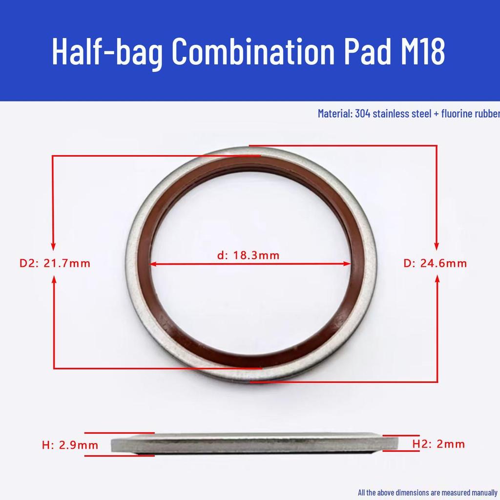 JB982 High-Temp Wear & Pressure-Resistant Combination Gasket: 304 Stainless Steel, Fluororubber, Semi-Encapsulated