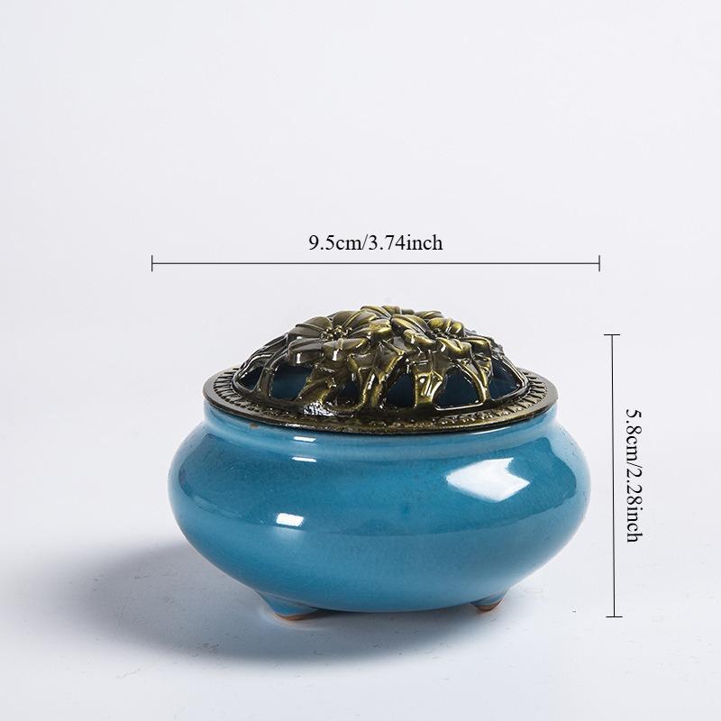 Temple Ceramic Incense Burner Small Cone Incense Holder Ge Yao Style for Meditation Yoga Home Decor Zen